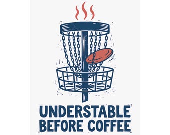 Affiche de disc golf, Impression « Instable avant le café », Décoration murale humoristique sur l'évaluation du vol, Cadeau pour golfeurs, Décoration de salle de jeux