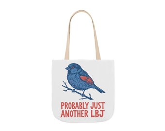 Funny Bird Watching Tote Bag, Linocut Little Brown Job Print, Birder Gift