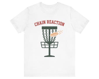 Disc Golfer Shirt, Chain Reaction Pun Tee, Retro 1970s Club Style Disc Golf Gift for Players Who Love Putts