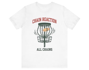 Chain Reaction Disc Golf Tee, Funny Putting Pun, Retro Varsity Style