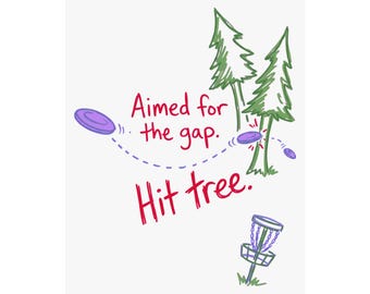 Funny Disc Golf Poster, Aimed for the Gap Hyzer Pun Wall Art (Matte Print)