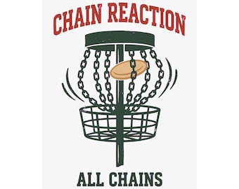 Disc Golf Chain Reaction Poster, Retro Varsity Print, Funny Wall Art (Digital Download)