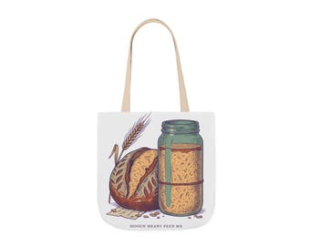Bolsa de tela para masa madre, "Hooch significa aliméntame", regalo divertido para panaderos, tarro de masa madre y bolsa de mercado para pan.