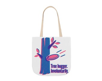 Bolso de mano para amantes del disc golf, regalo divertido con juego de palabras sobre ecologistas para jugadores, bolso de mano con póster de estilo Riso con humor involuntario.