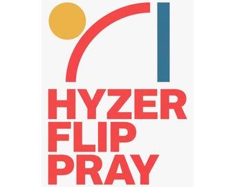 Póster de disc golf, Hyzer Flip Pray, lámina divertida de estilo suizo, decoración para la cueva del hombre, regalo para jugadores.
