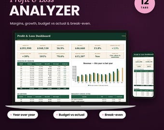Profit and Loss Statement Template 2027, P&L Spreadsheet, Income Statement, Small Business, Google Sheets Excel