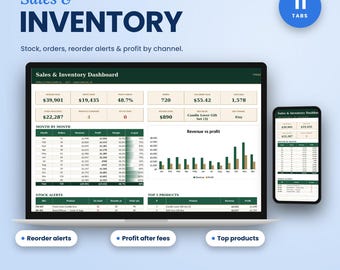 Inventory Tracker Spreadsheet 2027, Reseller Inventory, Stock Control, Sales Log, Small Business, Google Sheets Excel
