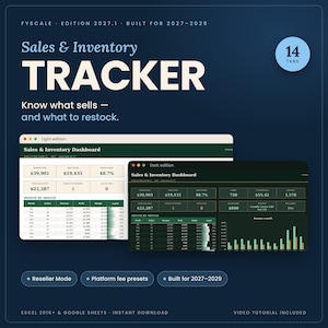 Inventory Tracker Spreadsheet 2027, Reseller Inventory, Stock Control, Sales Log, Small Business, Google Sheets Excel