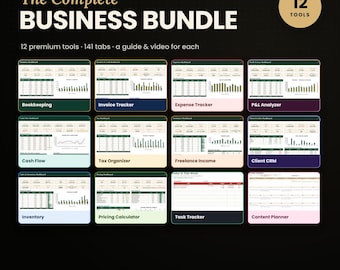 Small Business Spreadsheet Bundle 2027, 12 Templates, Bookkeeping, Tax, Invoice, CRM, Inventory, Google Sheets Excel
