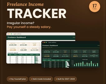 Freelance Income Tracker Spreadsheet 2027, Self Employed Income, 1099 Tracker, Side Hustle, Google Sheets Excel