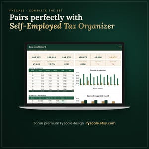 The small business bookkeeping spreadsheet pairs perfectly with the Fyscale Self-Employed Tax Organizer for a complete small business system