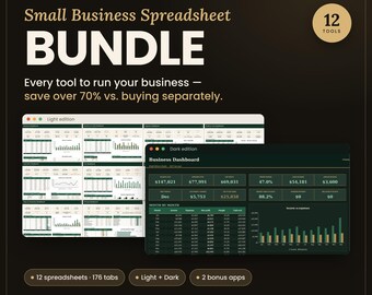 Small Business Spreadsheet Bundle 2027, 12 Templates, Bookkeeping, Tax, Invoice, CRM, Inventory, Google Sheets Excel