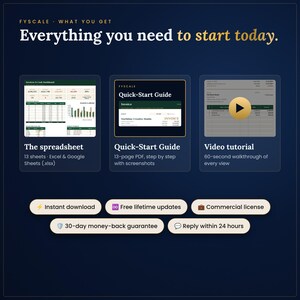 What you get: the invoice tracker spreadsheet (.xlsx for Excel and Google Sheets), a step-by-step Quick-Start Guide PDF and a video tutorial, instant download