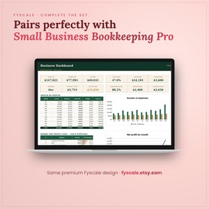 The business expense tracker spreadsheet pairs perfectly with the Fyscale Small Business Bookkeeping Pro for a complete small business system