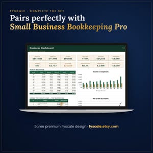 The invoice tracker spreadsheet pairs perfectly with the Fyscale Small Business Bookkeeping Pro for a complete small business system
