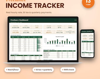 Freelance Income Tracker Spreadsheet 2027, Self Employed Income, 1099 Tracker, Side Hustle, Google Sheets Excel