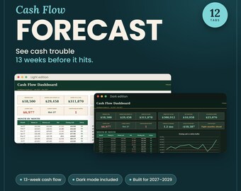 12-Month Cash Flow Forecast Spreadsheet 2027, Business Budget Planner, Cash Flow Template, Google Sheets Excel