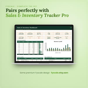 The product pricing calculator spreadsheet pairs perfectly with the Fyscale Sales & Inventory Tracker Pro for a complete small business system