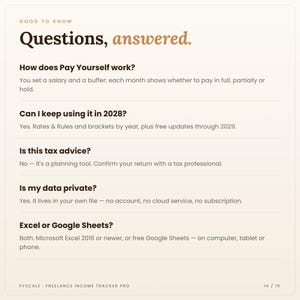 Freelance income tracker spreadsheet FAQ: How does Pay Yourself work? Can I keep using it in 2028?