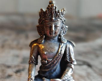 King Indrabhuti (Suchandra) Brass Statuette Travel Altar Meditation Diety Shrine Statue