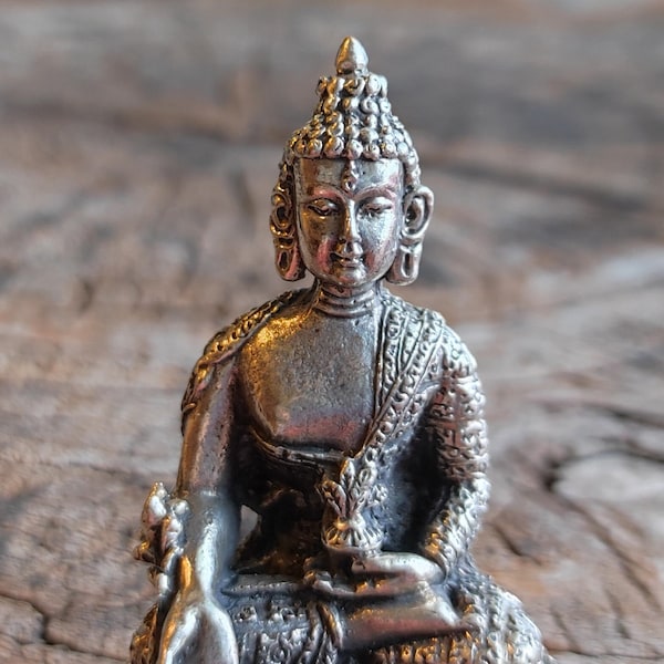 Medicine Buddha Brass Statuette Travel Altar Meditation Shrine Statues