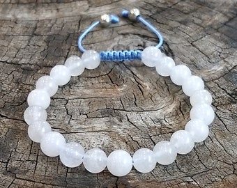 White Malaysian Jade Wrist Mala Rosary Bracelet Meditation & Yoga Prayer Beads