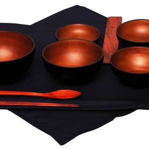 Mahogany Wood Black/Chestnut Oryoki Jihatsu Bowl Sets