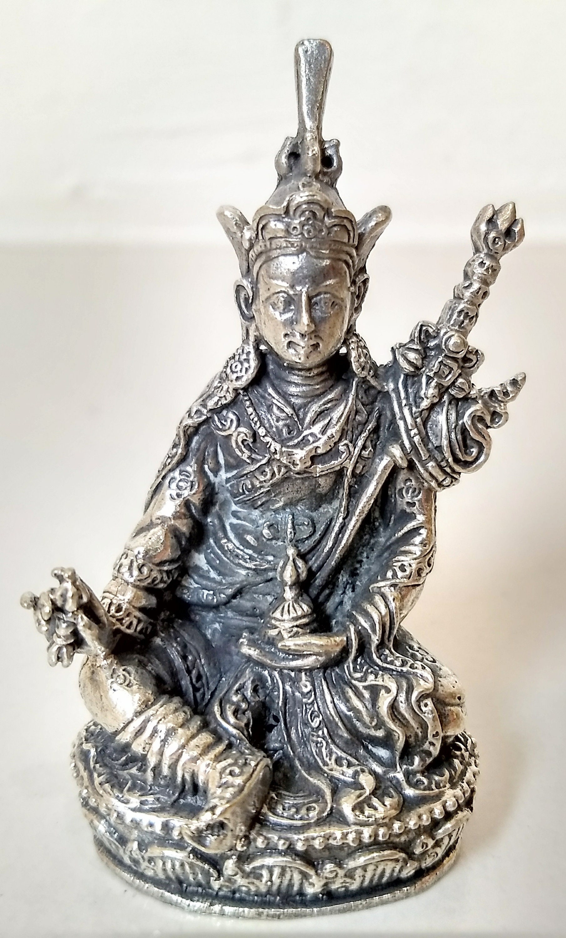 Padmasambhava Brass Statuette Travel Altar Meditation Diety Shrine Statue