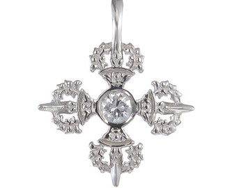 Double Dorje Pendant with Swarovski Crystal