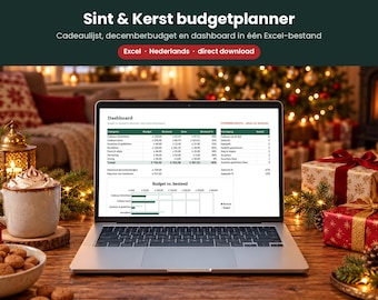 Sinterklaas e kerst planejador de orçamento Excel | Cadeaulijst, orçamento de dezembro e painel | Holanda