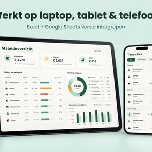 Huishoudboekje Excel Nederlands | Planejador de orçamento com Dashboard, Spaardoelen, Schulden Aflossen e importação de CSV | Download digital imagem 2