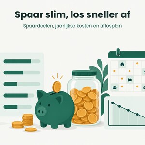 Huishoudboekje Excel Nederlands | Planejador de orçamento com Dashboard, Spaardoelen, Schulden Aflossen e importação de CSV | Download digital imagem 5