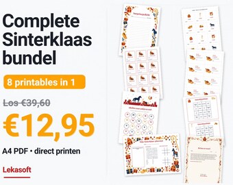 Pacote Sinterklaas completo para impressão | 8 imprimíveis em 1: lootjes, bingo, breve de Sint, gedichten | PDF A4