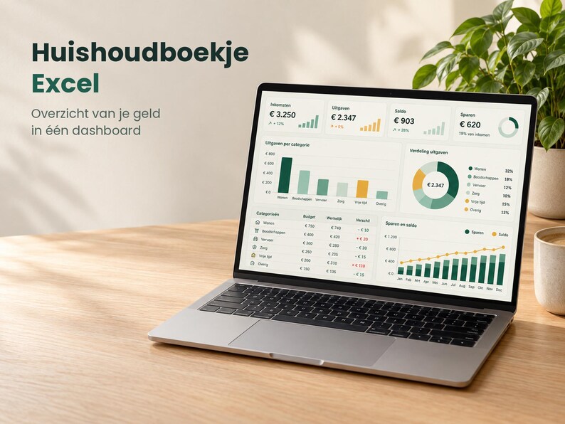 Huishoudboekje Excel Nederlands | Planejador de orçamento com Dashboard, Spaardoelen, Schulden Aflossen e importação de CSV | Download digital imagem 1