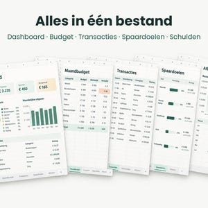 Huishoudboekje Excel Nederlands | Planejador de orçamento com Dashboard, Spaardoelen, Schulden Aflossen e importação de CSV | Download digital imagem 4