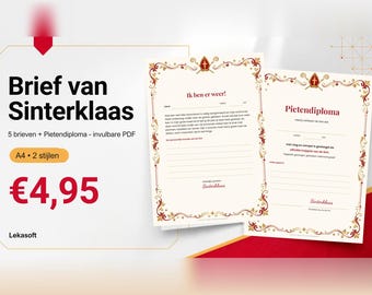 Brief van Sinterklaas para imprimir | Pietendiploma | 5 breve, invulbare PDF | 2 pontos