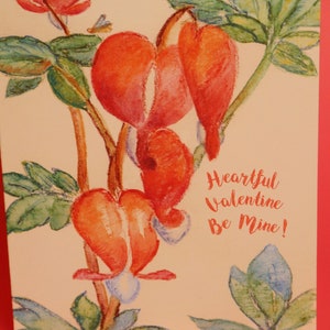 Heartful Valentine Card, by Michelle Kogan, Bleeding Hearts Poem, 4 All Loves, Vibrant Irresistible Red Hearts, Blank for your special note image 1