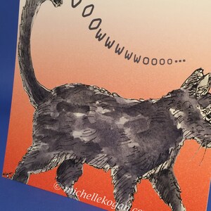 Oowww ging de kat Halloweenkaart, door Michelle Kogan, wenskaart, Halloween, Spooky Black Cat, kinderen, blanco, kunst en verzamelobjecten