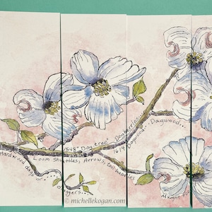 Virginia Flowering Dogwood Bookmarks, by Michelle Kogan, Books and Accessories, Birthday, Stocking stuffers, Flowers, Art & Collectibles image 1