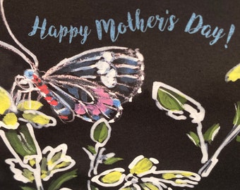 Tarjeta del Día de la Madre Mariposa Rosa, por Michelle Kogan, Llena de Naturaleza, Para todas las mamás, Llena de Flores, Maravilla de Mariposa, Acuarela exuberante