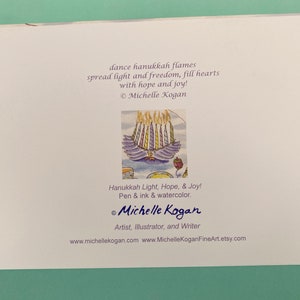 Hanukkah Light Hope & Joy Greeting Card by Michelle Kogan, For Family and Friends, Delish Hanukkah Celebration, Enticing Watercolors image 10