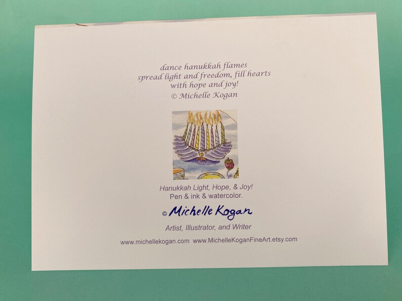 Hanukkah Light Hope & Joy Greeting Card by Michelle Kogan, For Family and Friends, Delish Hanukkah Celebration, Enticing Watercolors image 10