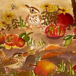 Apples & Wrens for Rosh Hashanah Greeting Card, By Michelle Kogan, Jewish New Year's Card, For Everyone, Shanah Tovah, Apple Orchard, Birds image 4