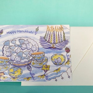 Hanukkah Light Hope & Joy Greeting Card by Michelle Kogan, For Family and Friends, Delish Hanukkah Celebration, Enticing Watercolors image 3