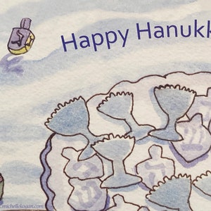 Hanukkah Light Hope & Joy Greeting Card by Michelle Kogan, For Family and Friends, Delish Hanukkah Celebration, Enticing Watercolors image 4
