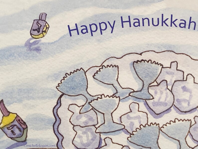 Hanukkah Light Hope & Joy Greeting Card by Michelle Kogan, For Family and Friends, Delish Hanukkah Celebration, Enticing Watercolors image 4