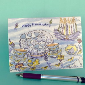 Hanukkah Light Hope & Joy Greeting Card by Michelle Kogan, For Family and Friends, Delish Hanukkah Celebration, Enticing Watercolors image 2