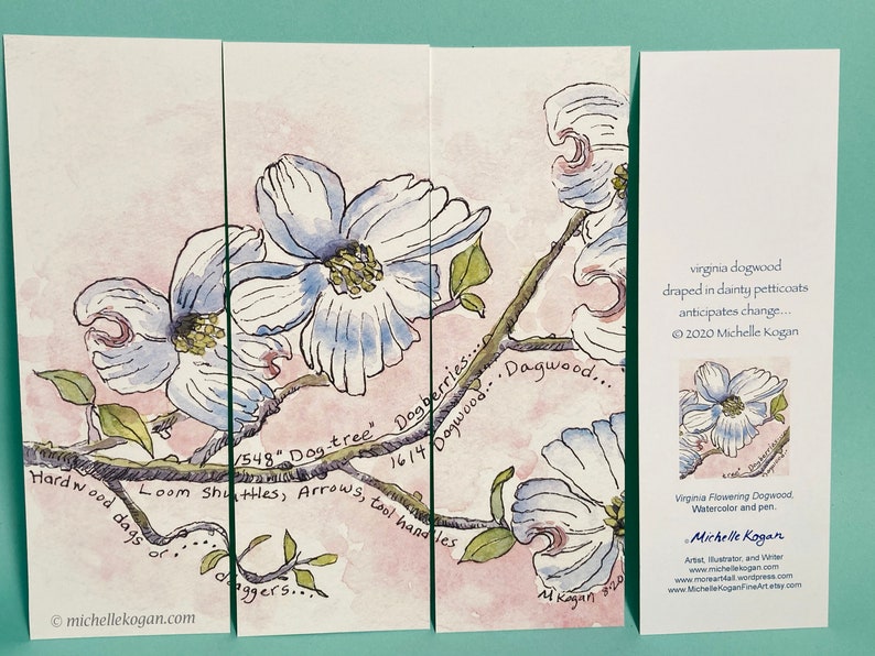 Virginia Flowering Dogwood Bookmarks, by Michelle Kogan, Books and Accessories, Birthday, Stocking stuffers, Flowers, Art & Collectibles image 6
