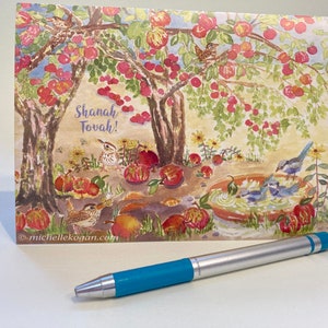 Apples & Wrens for Rosh Hashanah Greeting Card, By Michelle Kogan, Jewish New Year's Card, For Everyone, Shanah Tovah, Apple Orchard, Birds image 2