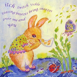 Juch Twitch Tickle Grußkarte, Von Michelle Kogan, Osterkarte, Schmetterling, Kinder, Aquarell, Blanko Karte, Geburtstagskarte, Dankeskarte